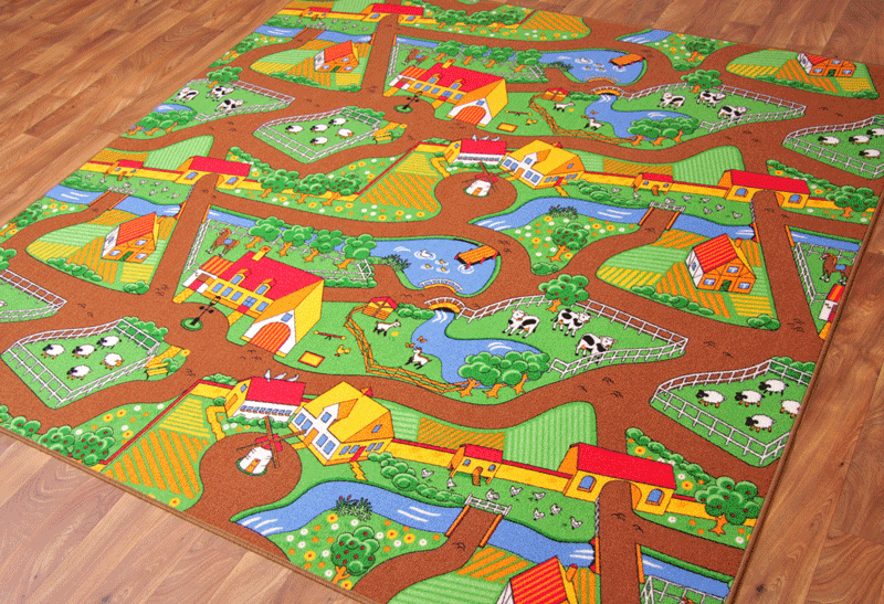 Large Colourful Fun Farm Play Mats Multi Coloured Interactive Kids